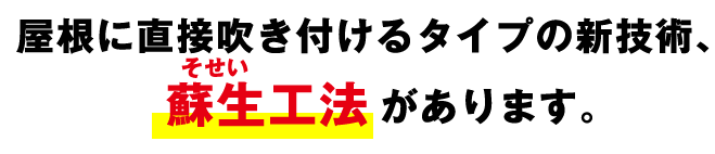 屋根に直接吹き付けるタイプの新技術、があります。